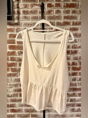 American Eagle Outfitters Cream Peplum Tank Top XL